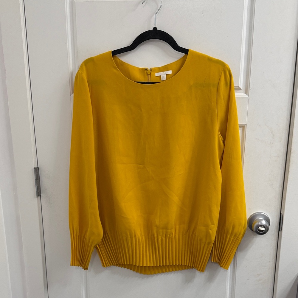 COS Scoop‎ Neck Long Sleeve Pleated Hem Yellow Size 10